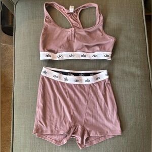 Alo icon ribbed Henley and boy short